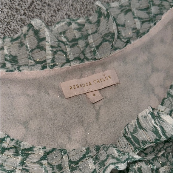 Rebecca Taylor Ikat Leaf Ruffle Top - Green - Blouses - Picture 3 of 3